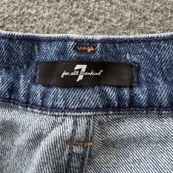 7 For All Mankind Tess Blue Bell Jeans Womens 24 Boho Denim USA Raw Hem 25x32 - Picture 4 of 14